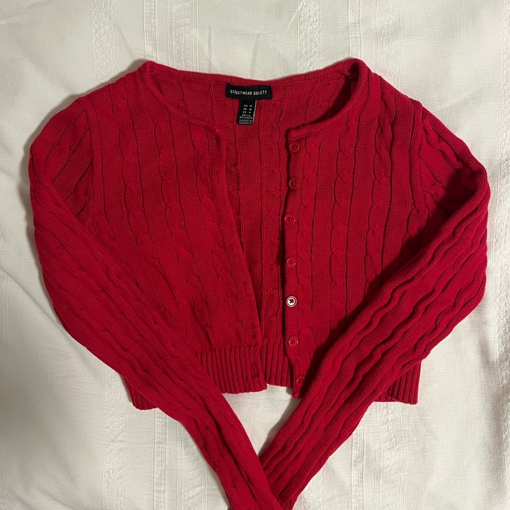Streetwear Society Vibrant Red Cardigan